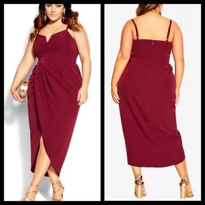City Chic Sassy V Red Midi Dress